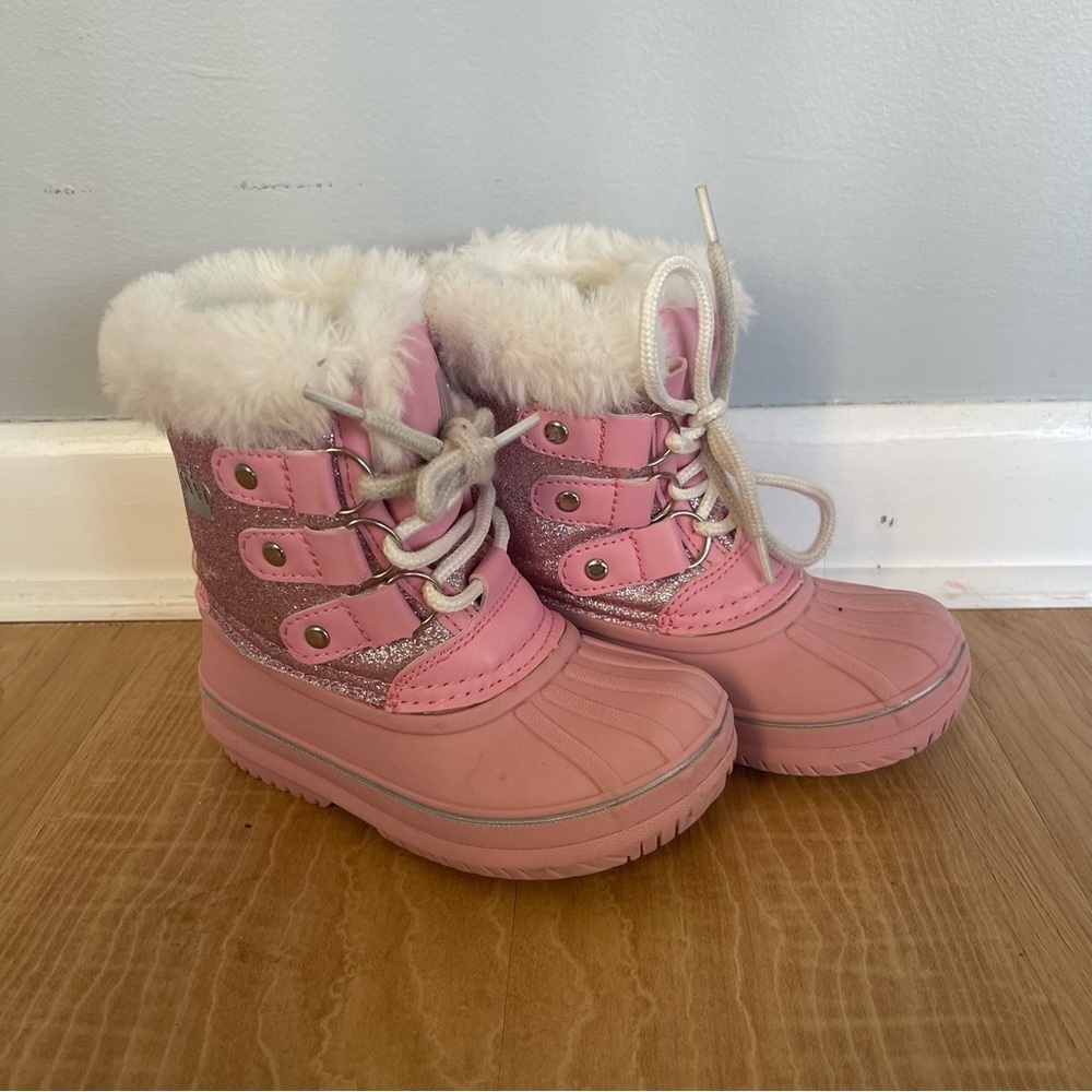 Juicy Couture JJK LIL ESCALON Pink Glitter Boots Snow Ski Winter Shoes Toddler